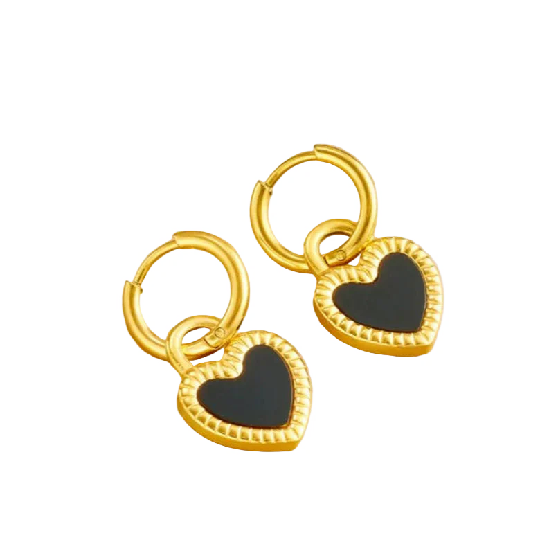 Ebony Heart Earrings