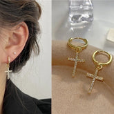 Evelyn Cross Huggie Earrings - Earrings