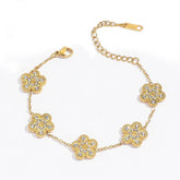 Gold Diamond Clover Bracelet - White background