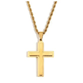 Stunning Gold Plated Cross Necklace with Figaro Chain Cross Design - Cross
