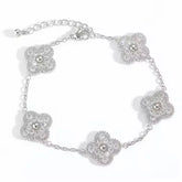 Silver Diamond Clover Bracelet - white background