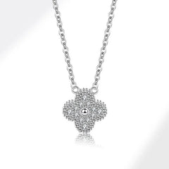 Silver Diamond Clover Necklace - Necklace