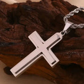 Silver Double Cross Necklace - Cross