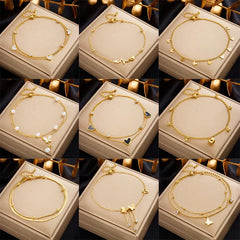 Gold-toned anklet jewelry.