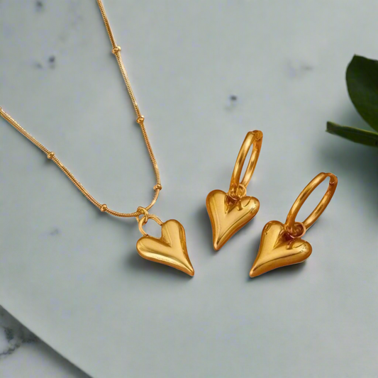 Gold Plated Valentina Heart Jewellery Set