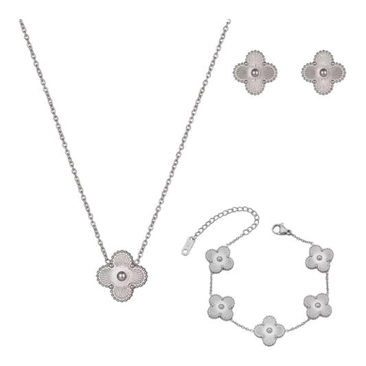 Clover Jewellery Set-Silver