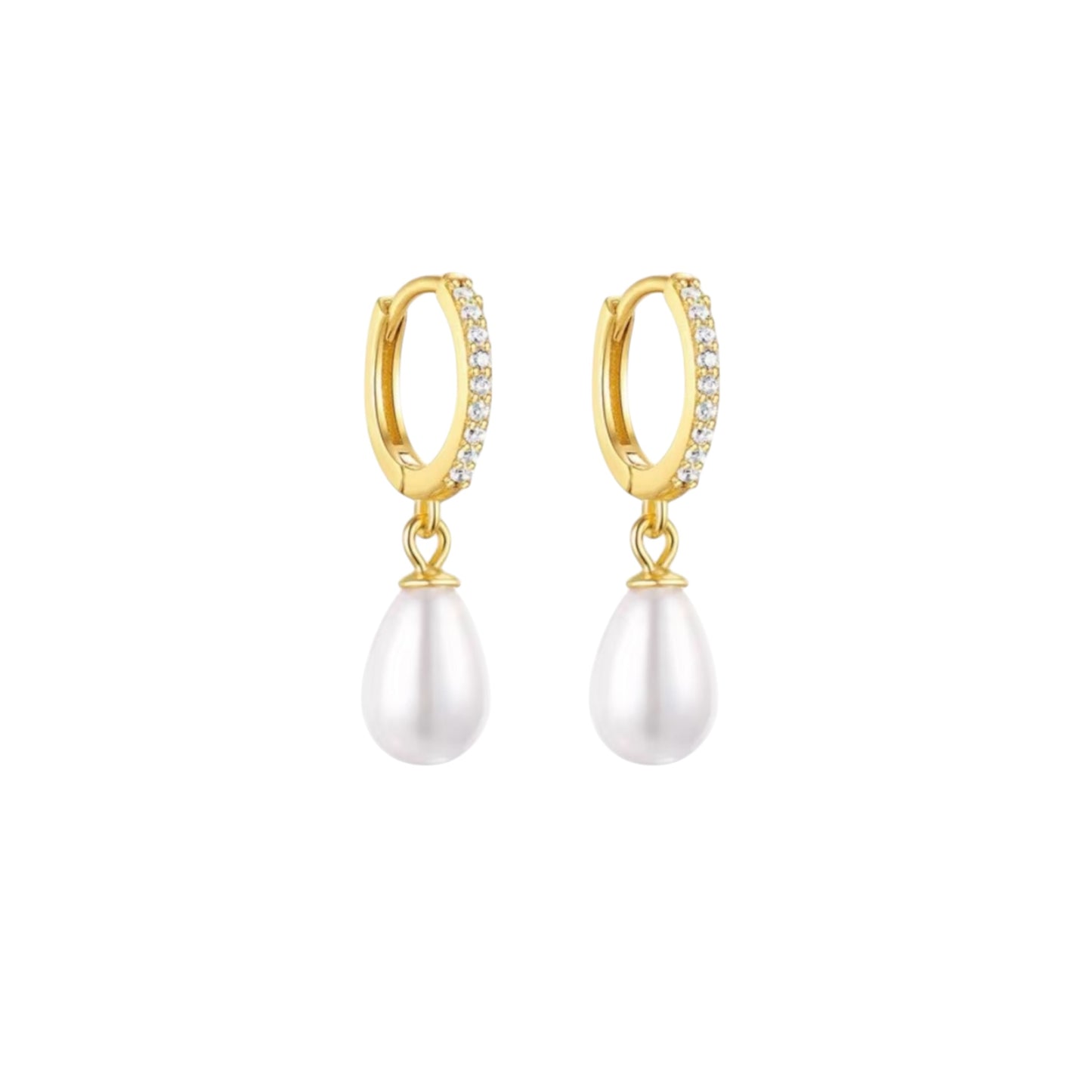 Bella Pearl Huggie Earrings