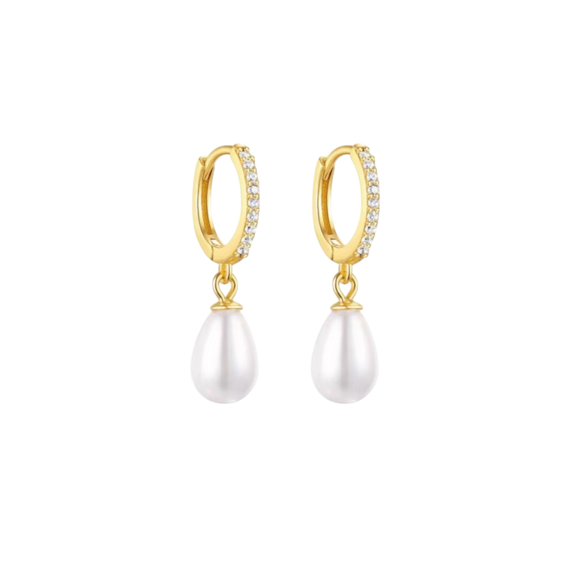 Bella Pearl Huggie Earrings