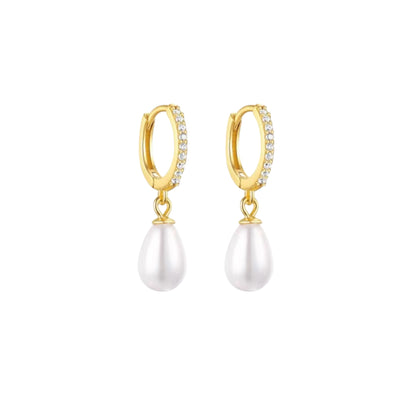 Bella Pearl Huggie Earrings