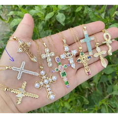 Beautiful Gold Cross Pendant with Chain - Cross