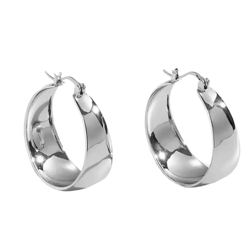 Chicago Hoop Earrings Silver - earnings