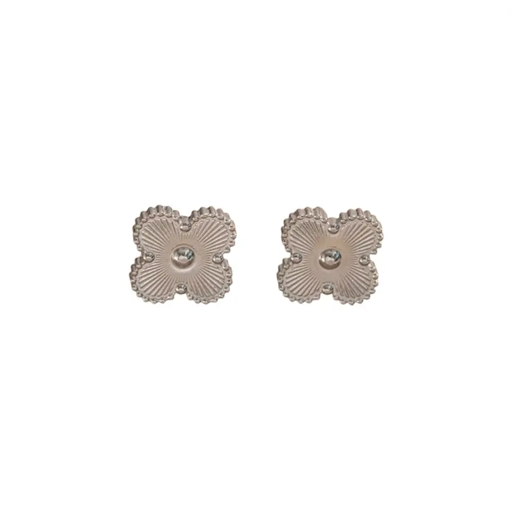 Clover Stud Earrings - Silver - earnings