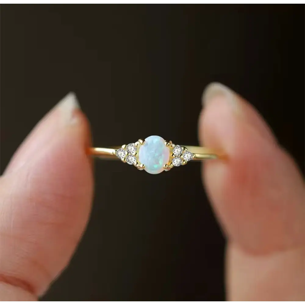 Dainty Gold Opal Ring