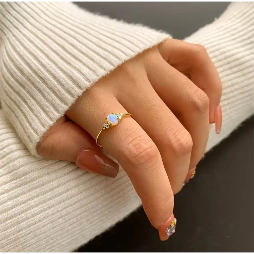Dainty Gold Opal Ring