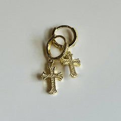 Faith Cross Huggie Earrings - Earrings
