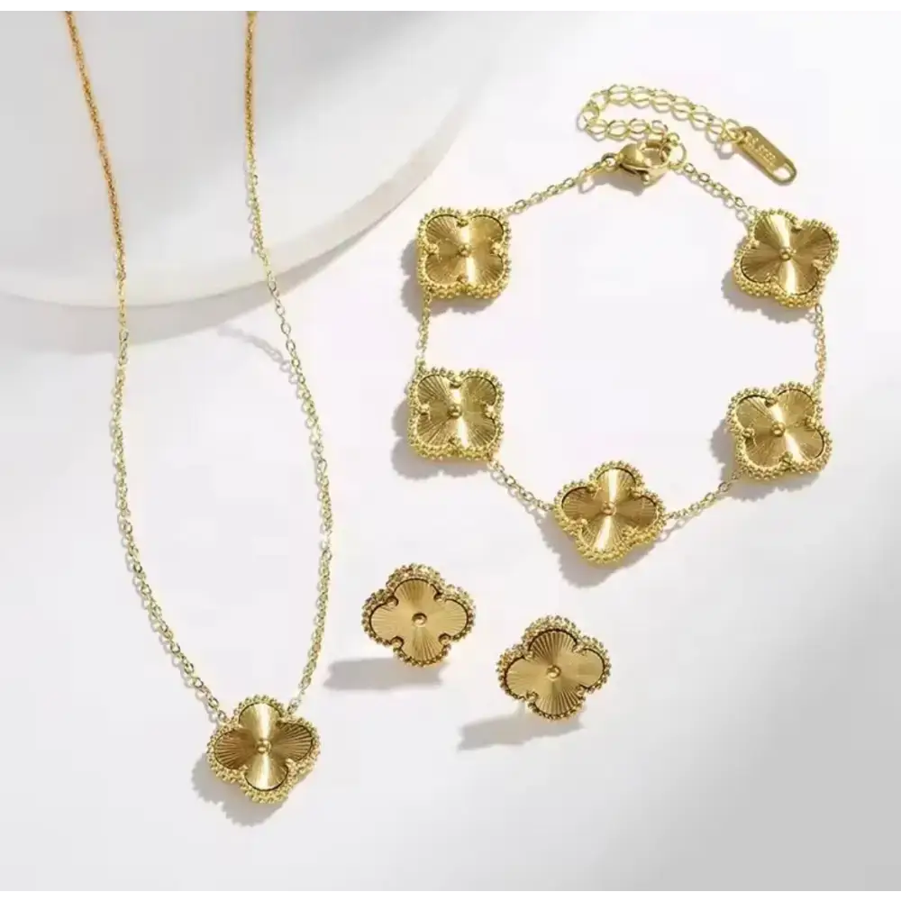 Gold Clover Jewellery Set - product