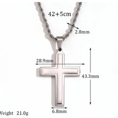 Silver Double Cross Necklace - Cross
